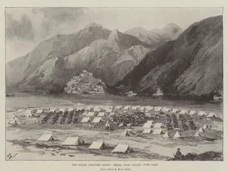 The Indian Frontier Rising, Thana, Swat Valley, s Camp